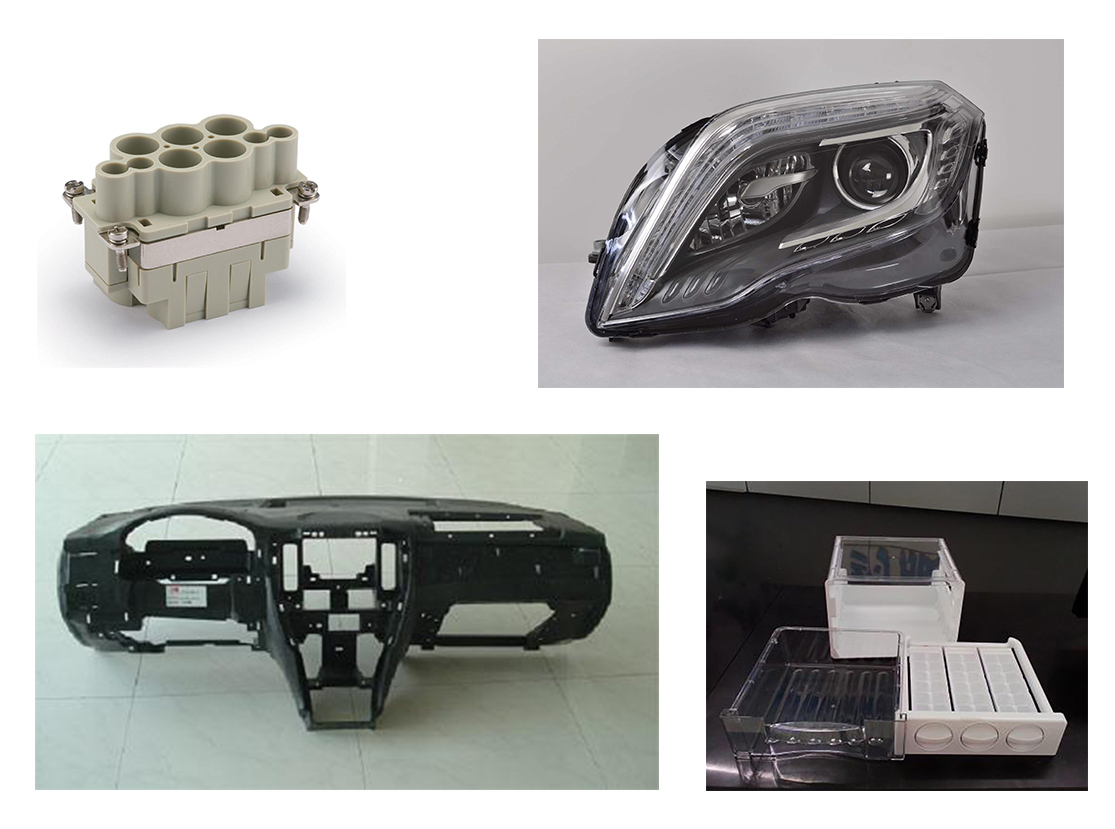 065-PC应用范围（连接器、冰箱抽屉、仪表板、车灯）